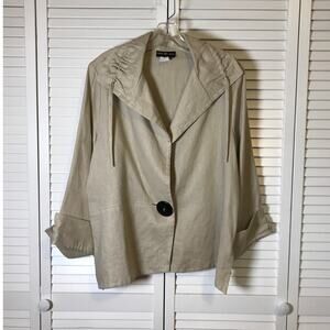 Connie’s Moon Light Tan V-Neck Long-Sleeve Linen Jacket M